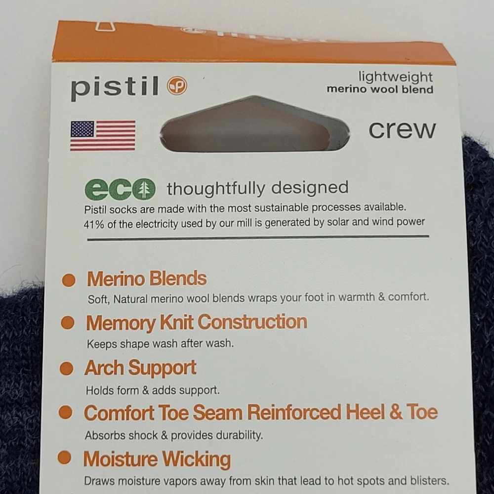 Pistil Socks Rocco Wool Blend Blue Hiking Outdoor Moisture Wicking Size XL NEW